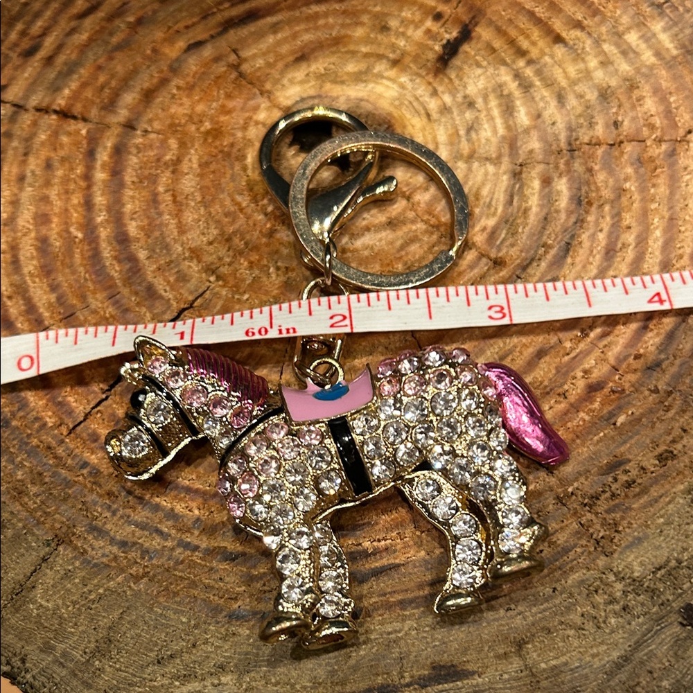 Gold and Pink Rhinestone Key Holder - Picture 4 of 4